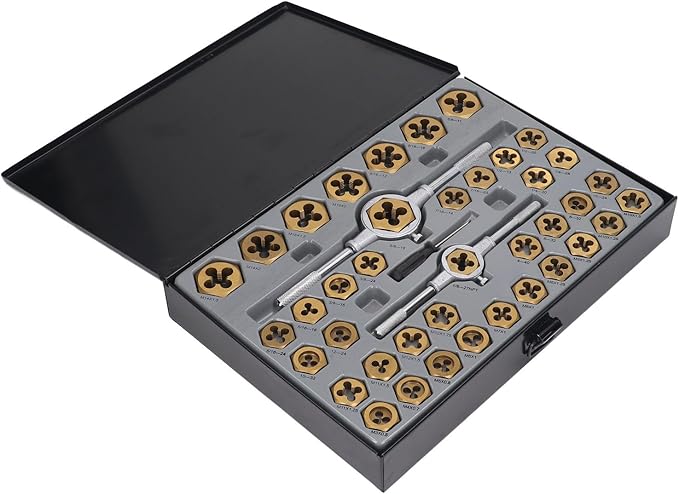 86PCS Tap Die Set Plated Carbide Essential Threading Rethreading Tool Kit for Automotive and Mechanical Repairs