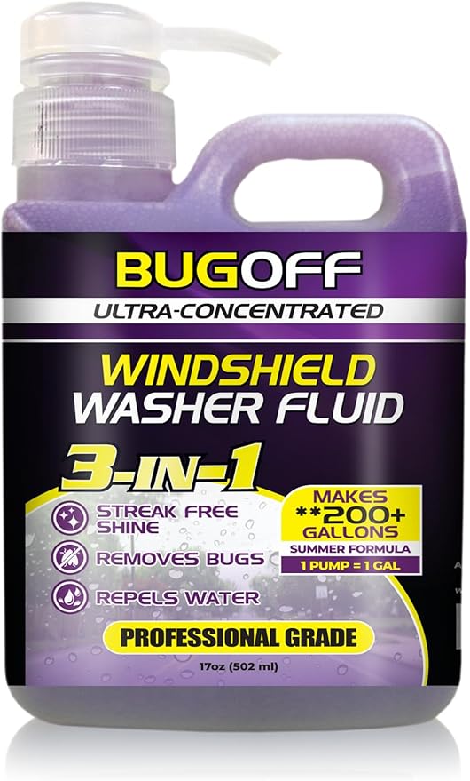 BUGOFF Windshield Washer Fluid Ultra-Concentrated (Professional 200+ Gallons)