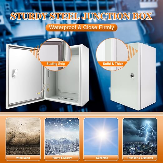Outdoor Electrical Box 12 x 12 x 8'' NEMA 4X Enclosure Waterproof Steel Box Electrical Lockable Junction Box Outdoor Electrical Enclosure