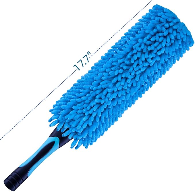 17" Microfiber Flexible Ceiling Fan Duster with Washable Chenille Dusting Cloth, Use by Hand or Attach to Extension Poles (8)
