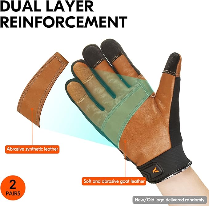 Vgo... 2-Pairs -4℉ or above 3M Thinsulate C100 Winter Warm Waterproof Light Duty Mechanic Glove, High Dexterity, Anti-abrasion, Rigger Glove (Size XL, Black&Brown, GA9603FW)