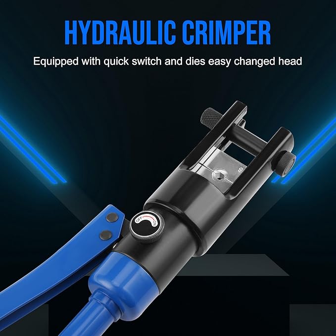 LICHAMP 19 Packs Hydraulic Cable Lug Tool with durable case, 4 AWG to 600 MCM Battery Cable Crimping Tool WIRE Terminal Crimper Set, 1603BL