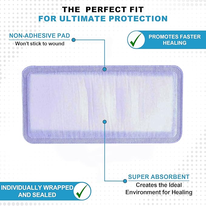 MedVance Super Absorbent Dressing, Dressing Pads for Wound Care, for Pressure Ulcers and 1st/2nd Degree Burns, Superior Moisture Absorbency Bandages, Box of 5 dressings (4"x8")