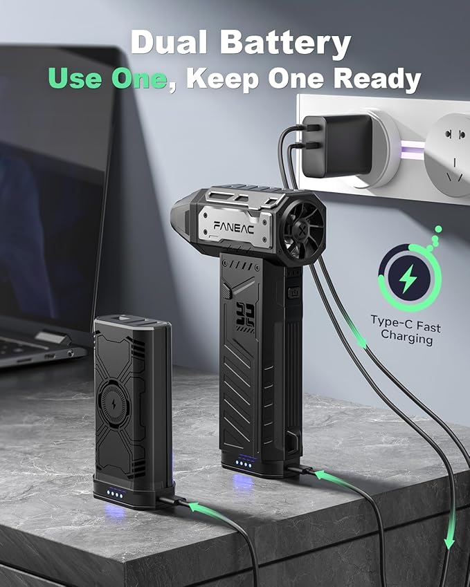 X305 Electric Air Duster Dual Battery - 150,000rpm, 3-Gear Adjustable Speed, Ultra-Powerful Brushless Motor Compressed air Duster, for Keyboard, Computer, House, Indoor and Outdoor