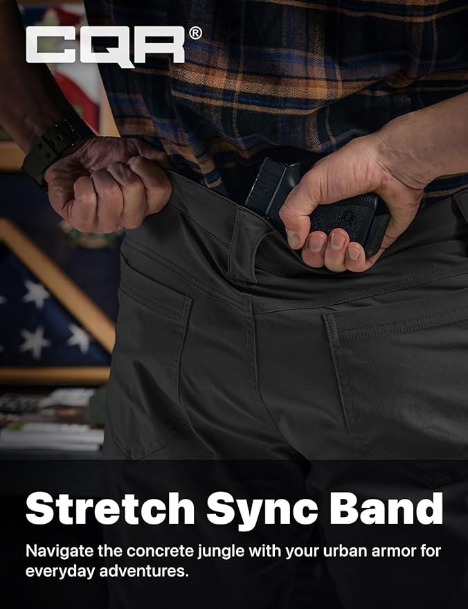 CQR Men's Vent Stretch Pants, Quick Dry Lightweight Casual Cargo Pants, Water Resistant Straight-Fit Utility Work Pants