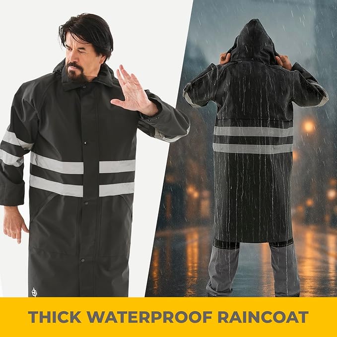 Safety Raincoat ALBATROSS PLUS Long Hooded Waterproof Emergency Rain Jacket Poncho for Men Women Adults