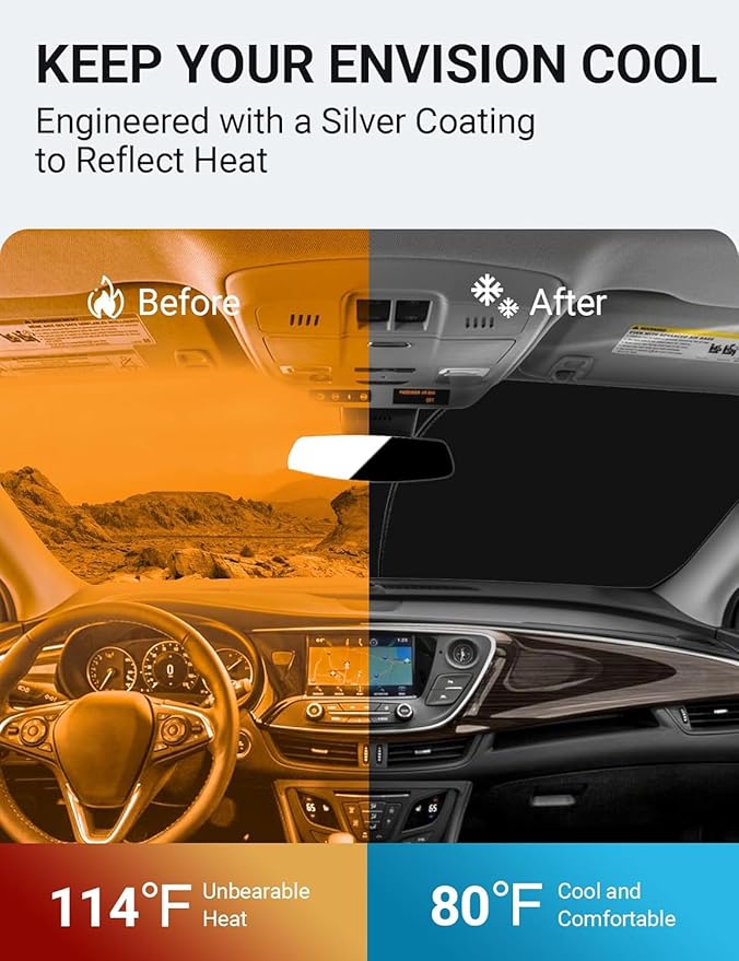 Proadsy Windshield Sun Shade for Buick Envision 2016-2020 4-Layer Foldable Front Sunshade Protector Sun Visor Blocks UV Rays Keep Car Cooler Accessories
