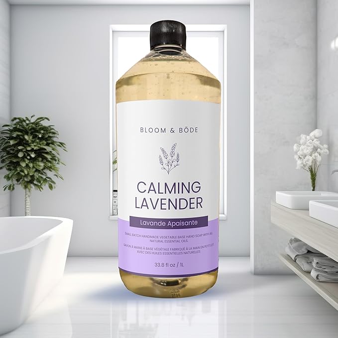 Bloom & Bōde Luxury Liquid Hand Soap Refill With Essential Oils - Natural Scented Hand Wash - Moisturizing Hand Soap Refill, Calming Lavender Scent, 33.8 fl oz / 1L