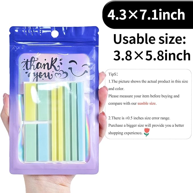 100 Pack Resealable Plastic Bags for Food Storage, Zipper Bags with Clear Front Window, Packaging Pouch for Small Business (Purple & Blue, 4.3x7.1 inch)