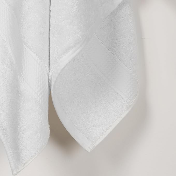 Superior Egyptian Cotton Pile Bath Towel Set of 2, Ultra Soft Luxury Towels, Thick Plush Essentials, Absorbent Heavyweight, Guest Bath, Hotel, Spa, Home Bathroom, Shower Basics, White