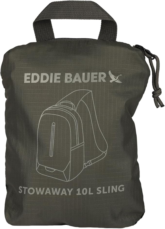 Eddie Bauer Stowaway Packable Sling Bag | Foldable | Travel | Outdoor | Lightweight | Compact | Everyday Carry | Ripstop Nylon | 10L - Spruce Green