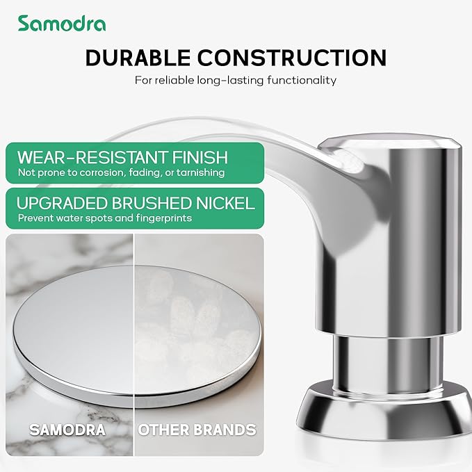 SAMODRA Built-in Kitchen Sink Soap Dispenser (Chrome) with 39" Extended Tube Kit, Upgraded Leak-Proof Design, No More Messy Refill
