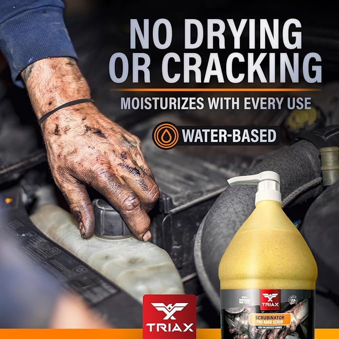 TRIAX Scrubinator - Heavy Duty Hand Scrub and Cleaner - Removes Tough Grease, Dirt, Grime, and Odors - No Toxic Solvents or Harsh Chemicals - Moisturizers to Protect Skin (1 Gallon)