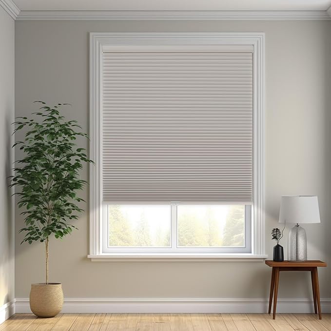 Changshade Cordless Cellular Shades, Blackout Honeycomb Shades for Windows, Pull Down Pleated Blinds, Easy to Install for Indoor Windows and French Doors,38" W x 72" H, Beige