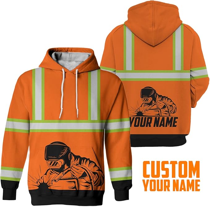 Matedecor High Visibility Hi Vis Hoodie for Men - Jobs Collection Custom Name Class 3 Reflective Safety Workwear