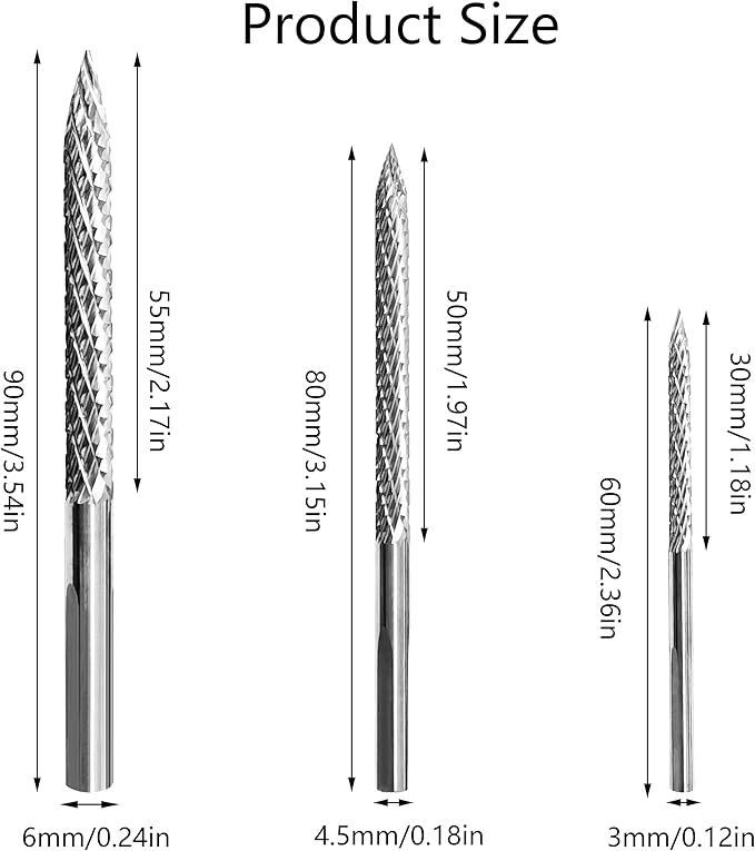 Tire Repair Carbide Burr Drill Bit & Reamer Kit (3-Pack) - 3 Size (3mm/4.5mm/6mm) for Car Auto Truck Tire Puncture Repair Carbon Steel Repair Tools