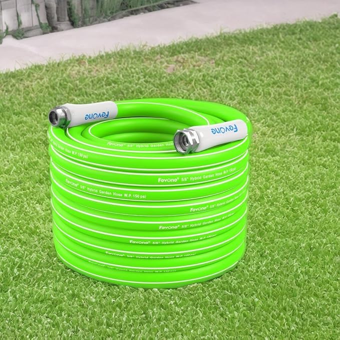 Fevone Garden Hose 100 ft., Lightweight Hybrid Water Hose, Flexible and Durable, Leak-Free Connections