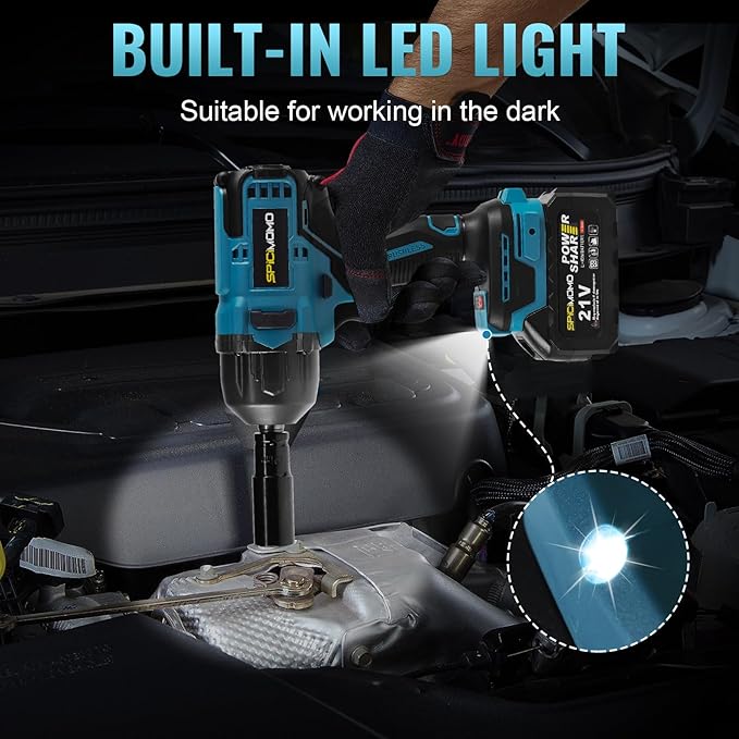 1/2 inch Cordless Impact Wrench - 1200N.m High Torque Heavy Duty Impact Gun with 2x 4.0Ah Batteries, 21V Powerful Impact Driver/Drill for Tough Auto Repair and Construction Tasks