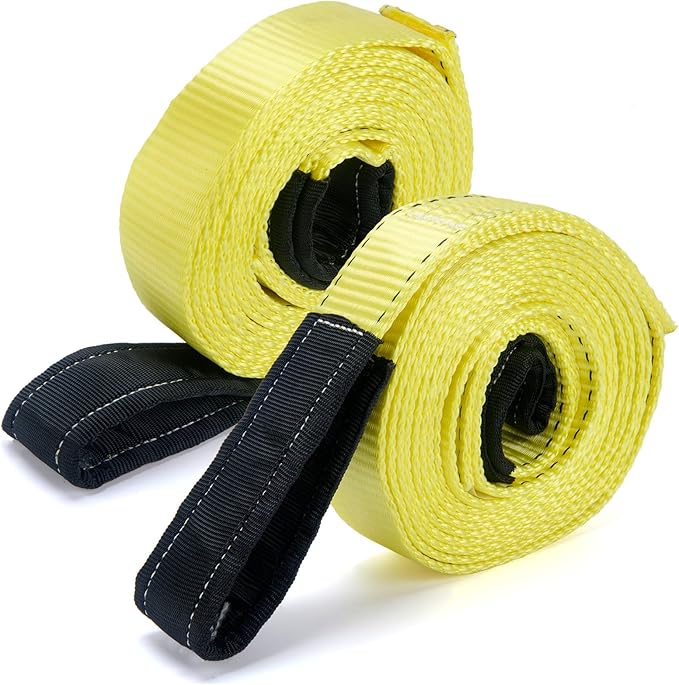 Lift Sling Straps, 15' x 2" Heavy Duty Nylon Webbing Slings, 22500 lbs Capacity, Flat Eye Design, Tree Saver Recovery Strap, Winch Sling for Hoisting, Rigging, Towing, 2-Pack