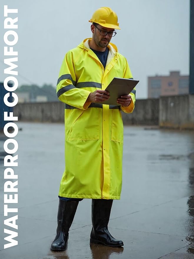 Safety Raincoat ALBATROSS PLUS Long Hooded Waterproof Emergency Rain Jacket Poncho for Men Women Adults