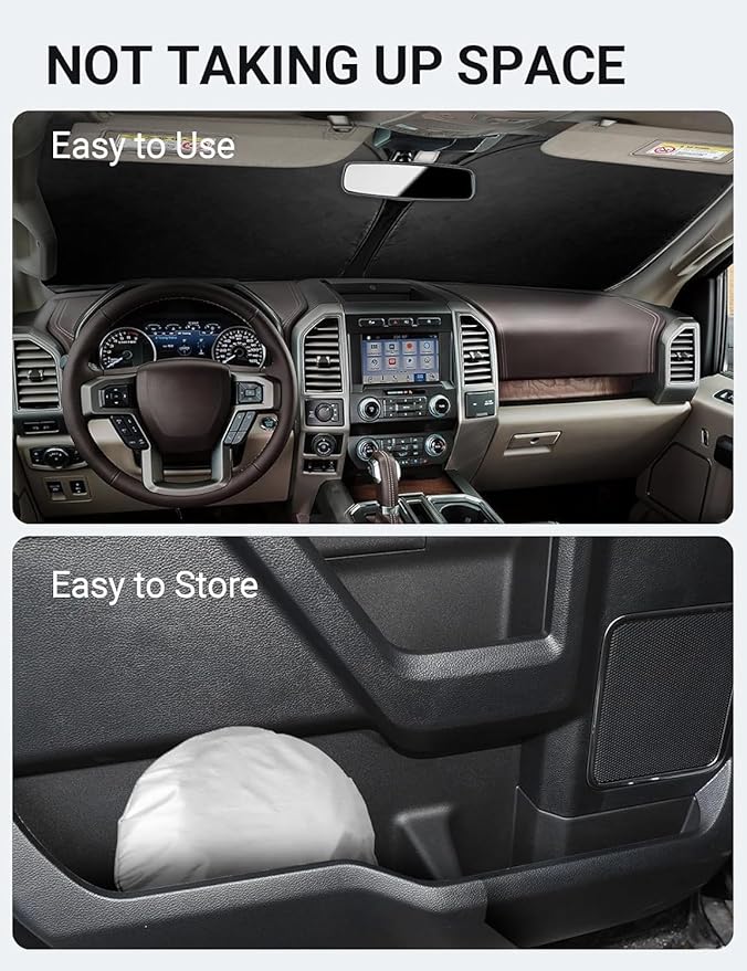 Proadsy 2025 Upgrade Front Windshield Sun Shade Foldable Sunshade Protector Custom Fit 2017-2024 2025 Ford Super Duty F-250 F250 F-350 F350 F-450 F450 F-550 F550 2Door 4Door Pickup Accessories