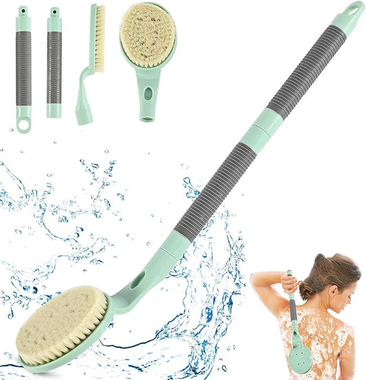 Back Scrubber Anti Slip for Shower, 21.7” Detachable Back Bath Brush for Shower, Back Scrubber, Exfoliation and Improved Skin Health for Elderly with Limited Arm Movement, Disabled (21.7” Cyan)
