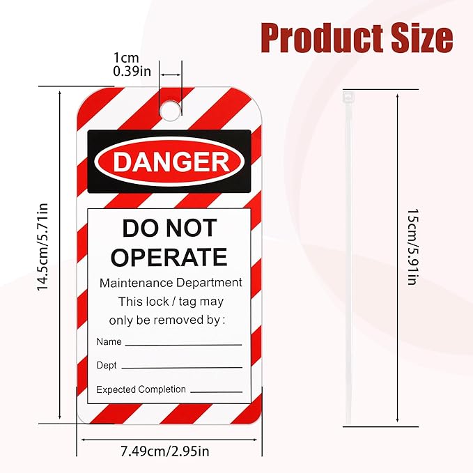 50 Lockout Tagout Tags with 50 Zip Ties OSHA Compliant Loto Tag, Out of Service & Do Not Operate Lock Out Tag Out Labels for Equipment Repair/Machine Safety