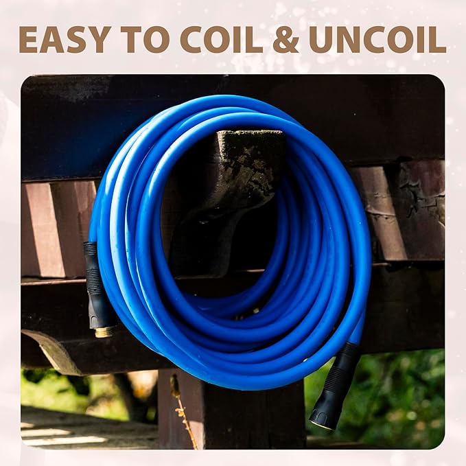 5/8" Hot/Cold Water Hose 5ft, -50℉ To 190℉ Heavy Duty,Flexible,Burst 600 Psi 3/4" Brass Fittings with Swivel Grip Handle for Outdoor,Yard, Farm, Blue