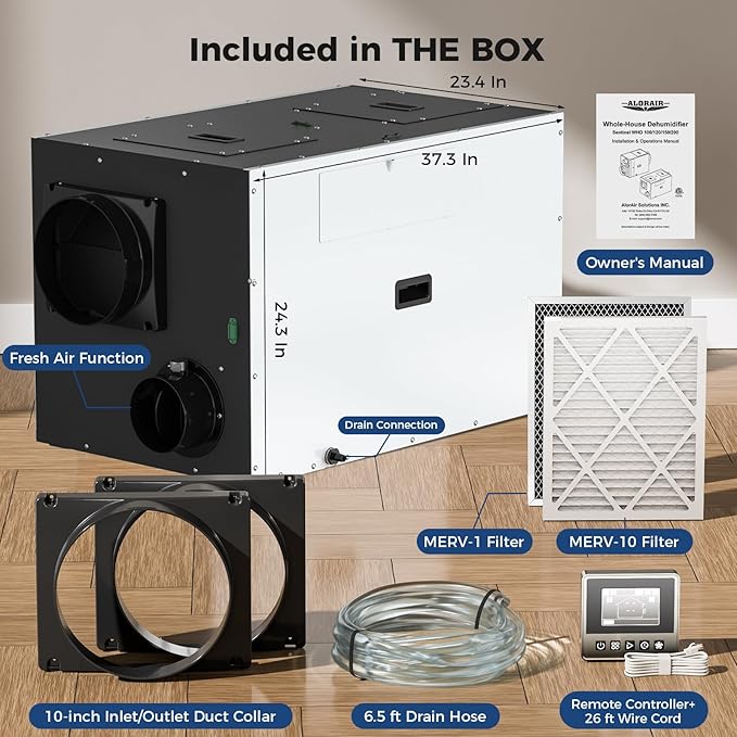 ALORAIR Whole House Dehumidifier, 165 PPD Commercial Grade Whole Home Dehumidifiers for Home, Garages, Water Damage Restoration, 4500 Sq.Ft dehumidifiers for Crawl Space