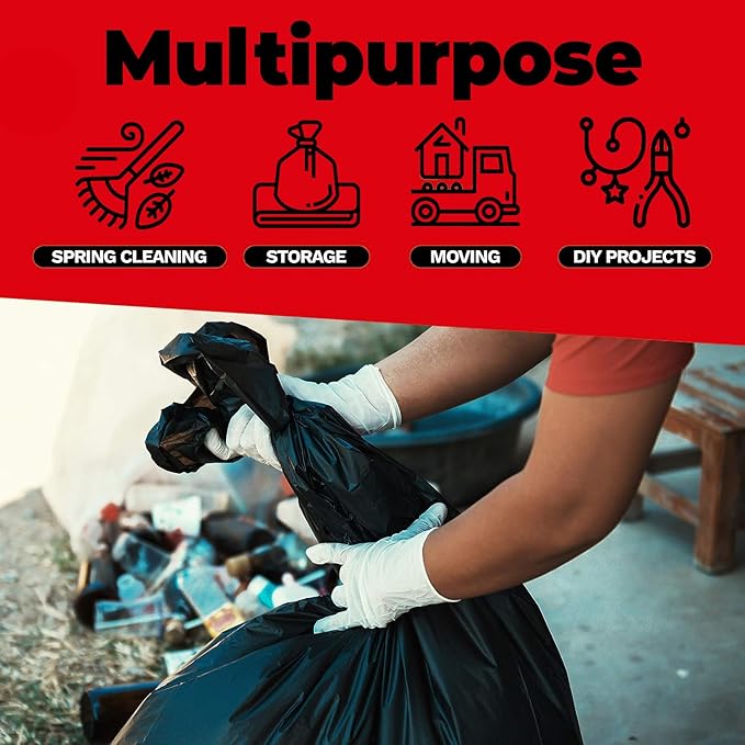 ToughBag 55-60 Gallon Heavy Duty Trash Bags - 150 Count, Large Black Garbage Bags - Made in USA