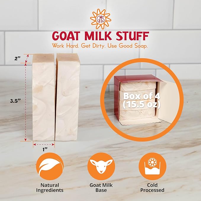 Goat Milk Stuff Goat Milk Soap - OATMEAL MILK & HONEY | All-Natural, Creamy Lather, and Nourishing Soap Bar - Handmade (Box of 4)