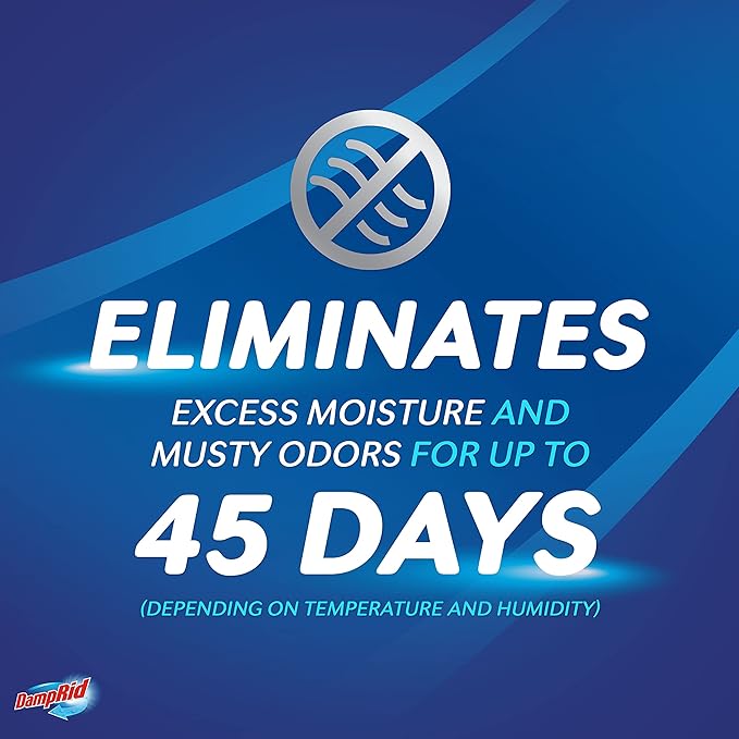 DampRid Refill Bag, 42 oz., 4-Pack - Fragrance Free Moisture Absorbers for Rooms with Excess Humidity, Long-Lasting, Inhibits Mold & Mildew