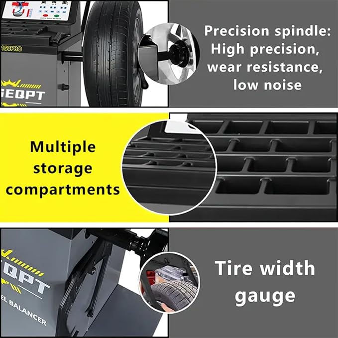 Wheel Balancer – Professional Car Tire Balancing Machine for Auto Repair Shops, Longer Shaft for Wide Wheels, High-Precision Sensor, Fault Diagnosis & Self-Calibration – Heavy-Duty Steel