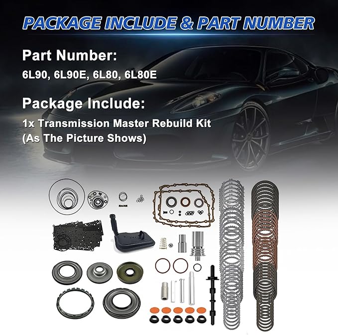 6L90 6L90E 6L80 6L80E Transmission Master Rebuild Kit Overhaul w/Pistons Filter Friction Fits for Escalade STS for Camaro Silverado Suburban Express 1500 2500 3500 Car Aftermarket Parts