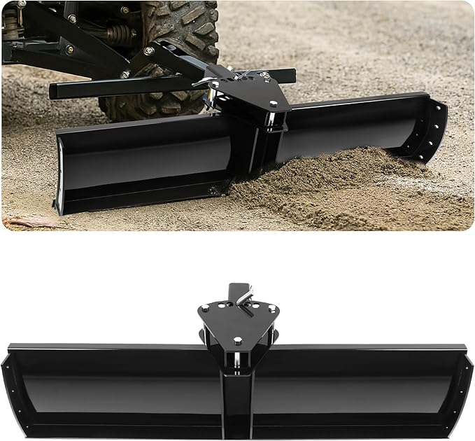 Scrape Blade Implement 3-Point 48" 2 Inch Receiver for ATV UTV Tractor Adjustable Degrees Rear Grading Blade Attachment Driveway Grader Ground Leveler Snow Plow Kit