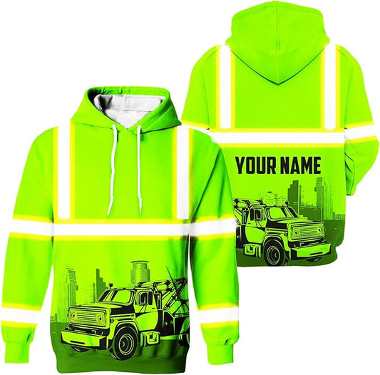 Matedecor High Visibility Hi Vis Hoodie for Men - Jobs Collection Custom Name Class 3 Reflective Safety Workwear