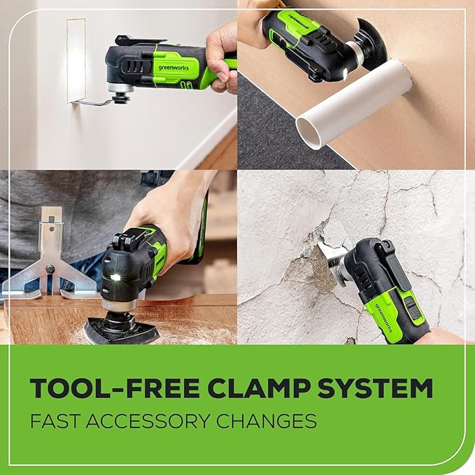 Greenworks 24V Brushless 6-Tool Combo Kit, Cordless Power Tool Set with 130MPH Blower, 6-1/2" Circular Saw, Drill/Driver, Impact Driver, Multi-Tool, Work Light & 4 Batteries