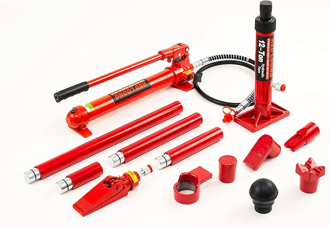 12 Ton Porta Power Hydraulic Jack, Upgraded Hydraulic Combined Multifunctional Jack for car Repairs,Auto Body Frame Repair Kit (FLD-12T)