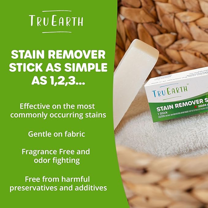 Tru Earth Stain Remover Stick | Powerful Portable Grease & Mark Remover for Clothes Laundry, Travel & Home | Stain Stick for Laundry