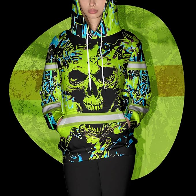 Color US Flag High Visibility Hoodie for Men Women Reflective Tapes Safety Workwear for Worker Runner Patriotic