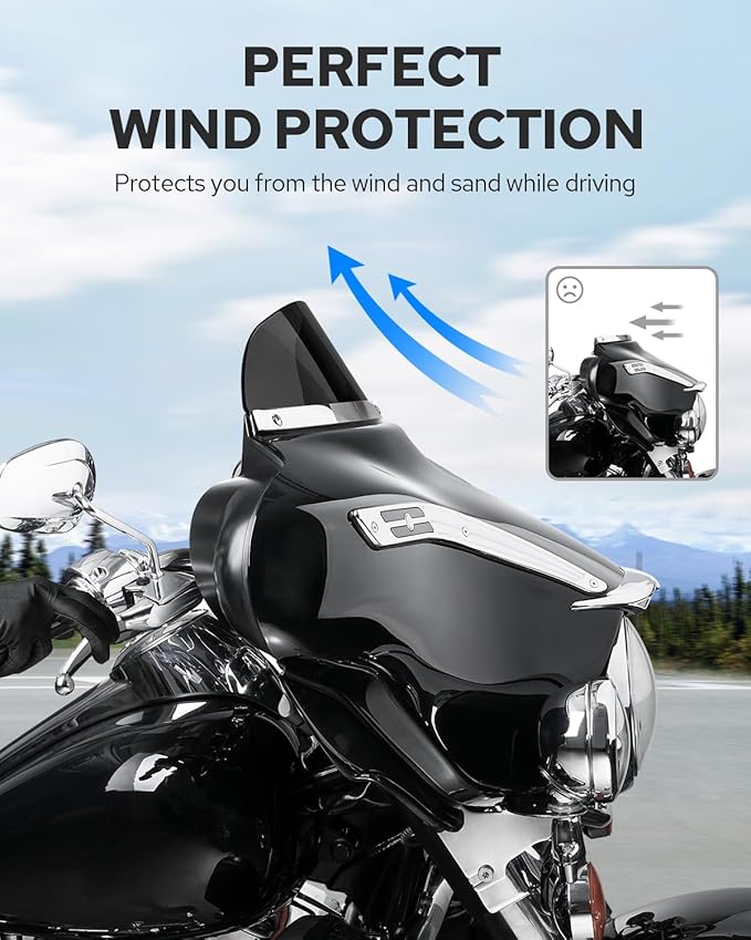 Benlari 5" Black Windshield Windscreen Fit for Harley 1996-2013 Davidson Touring Street Glide Electra Glide Ultra Classic FLHTK FLHTI FLHT FLHTCU Tri Glide FLHTCUTG