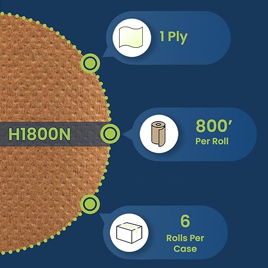 Marcal® Natural Roll Towels (H1800N) - Kraft, 7.875” x 800’, 100% Recycled, Natural, (6 Rolls/Case, 4,800’/Case) - Hardwound Towels Bulk Touchless Paper Towel Dispenser
