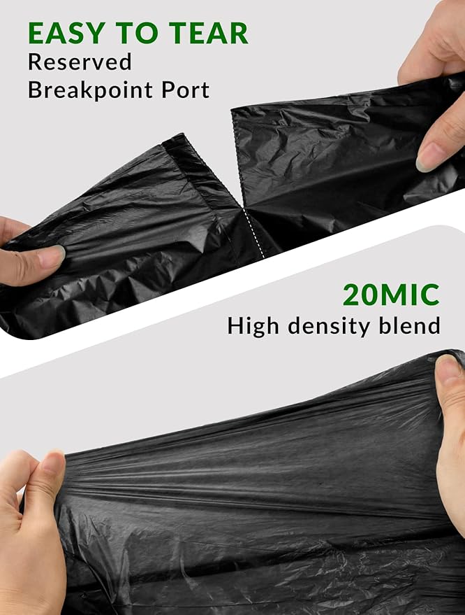 150 Count Heavy Duty Black Trash Bags, 40-45 Gallon, 38x46 Inches, 20 Micron Thick Large Garbage Bags