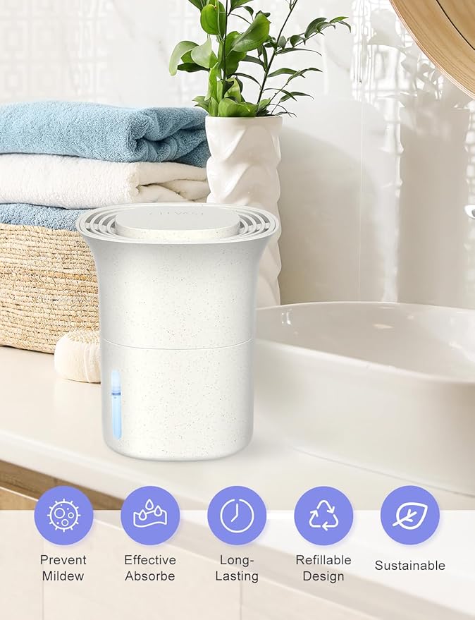 CLEVAST Refillable Moisture Absorber Bucket, 12.5 oz, 4 Pack, Refills Cups Humidity Absorbers for Closet, Reusable Dehumidifier Box Removes Moisture, Damp and Humidity for Wardrobes, Bathrooms