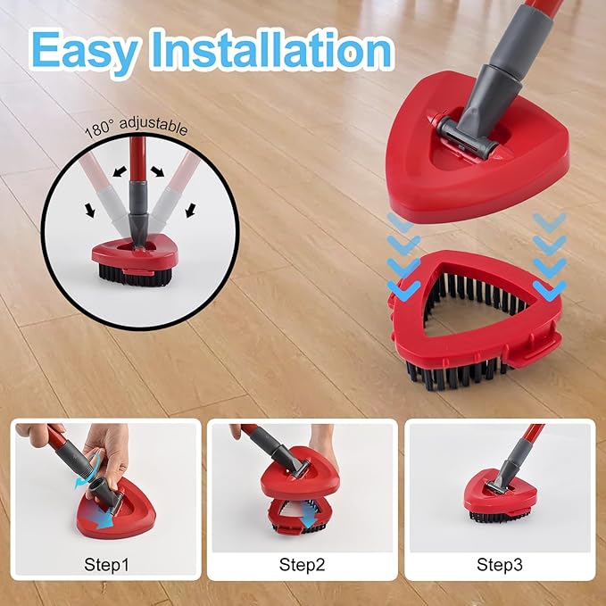 Spin Mop Handle,Mop Head,Base and Brush for OCedar RinseClean 2 Tank System,Include 2 Microfiber Spin Mop Replacement Head,4 Section 30-58" Iron Mop Handle,1 Base and 1 Scrub Brush for Floor Cleaning