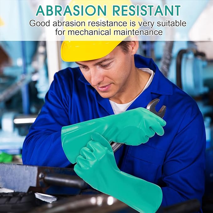 30 Pairs Chemical Resistant Gloves Heavy Duty Thick Nitrile Gloves Bulk for Cleaning, Resist Household Acid, Alkali and Oil (Large)