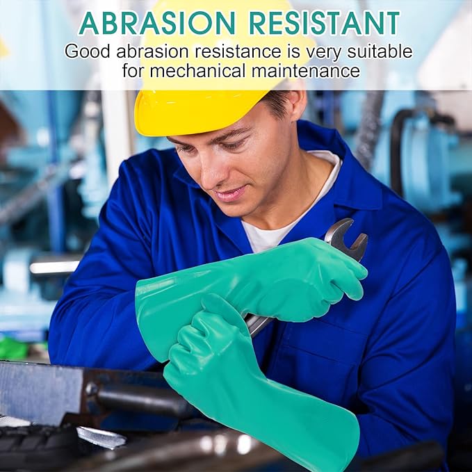 30 Pairs Chemical Resistant Gloves Heavy Duty Thick Nitrile Gloves Bulk for Cleaning, Resist Household Acid, Alkali and Oil (X-Large)