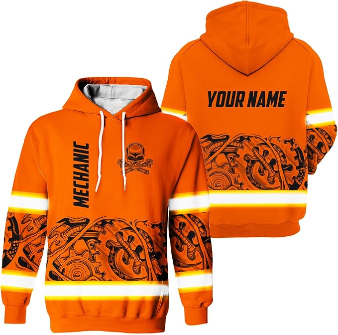 Matedecor High Visibility Hi Vis Hoodie for Men - Jobs Collection Custom Name Class 3 Reflective Safety Workwear