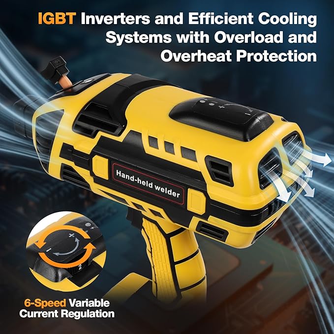 Handheld Welder Machine 110V Portable Welding Handheld with IGBT Inverter 6 Variable Current Adjustment, Handheld ARC Welder Gun for 1/16''-1/8'' Welding Rods