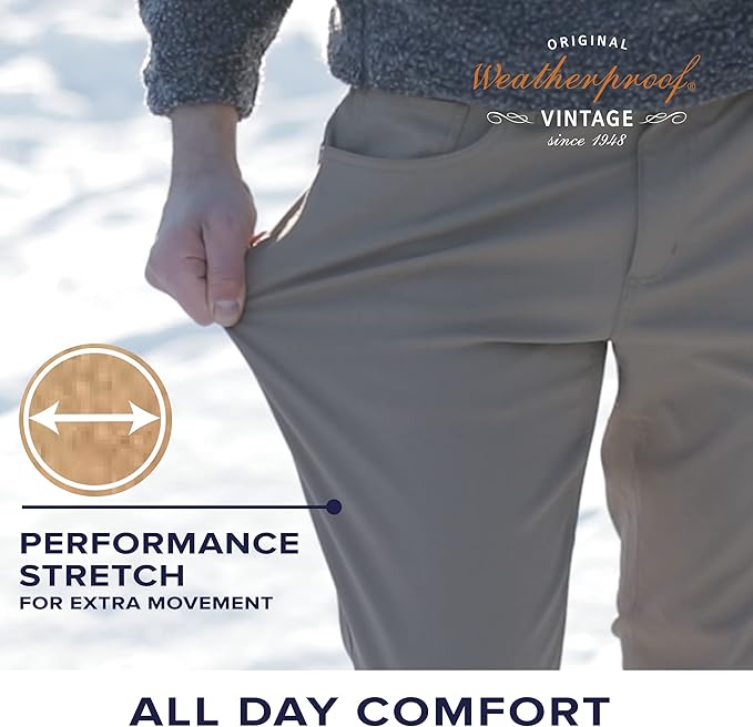 Weatherproof Vintage Hiking Pants - Men Straight Slim Fit Chino Mens Travel Pant, Lightweight Stretch Casual Pants for Men